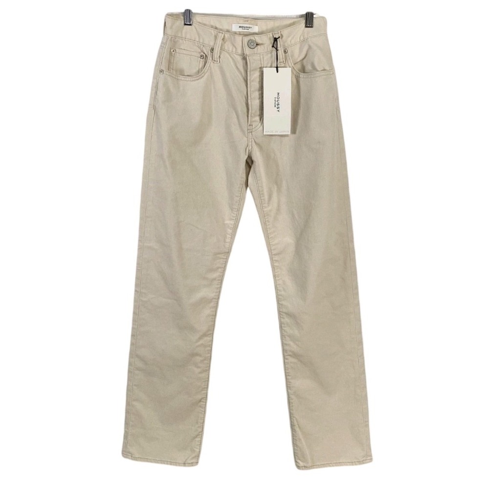 Moussy Vintage Pants Womens 26 Ivory Slater Corduroy Straight Leg Made in Japan